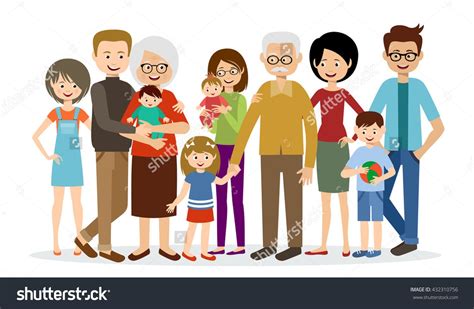 Big family on a white background | Family drawing, Family vector, Family cartoon