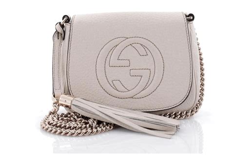 Gucci Soho Chain Crossbody Small Off White In Leather With Gold Tone