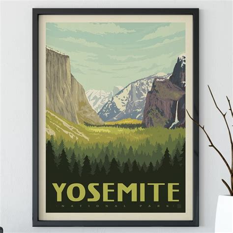 Yosemite Valley National Park Travel Poster By Anderson Design Etsy
