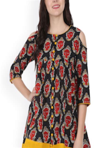 Buy Nayo Black And Red Printed Tunic Tunics For Women 2320520 Myntra