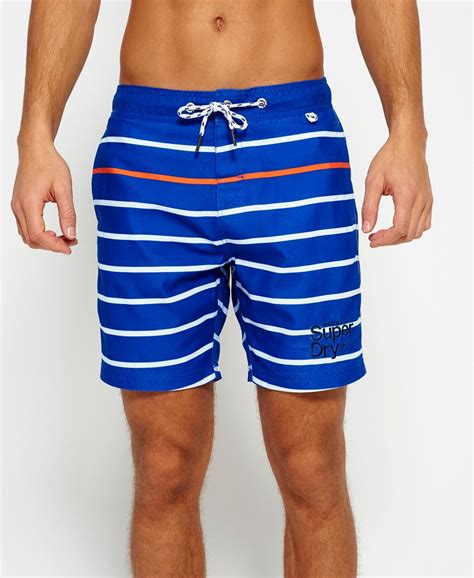 Mens Vacation Stripe Swim Shorts In Worn Cobalt Stripe Superdry