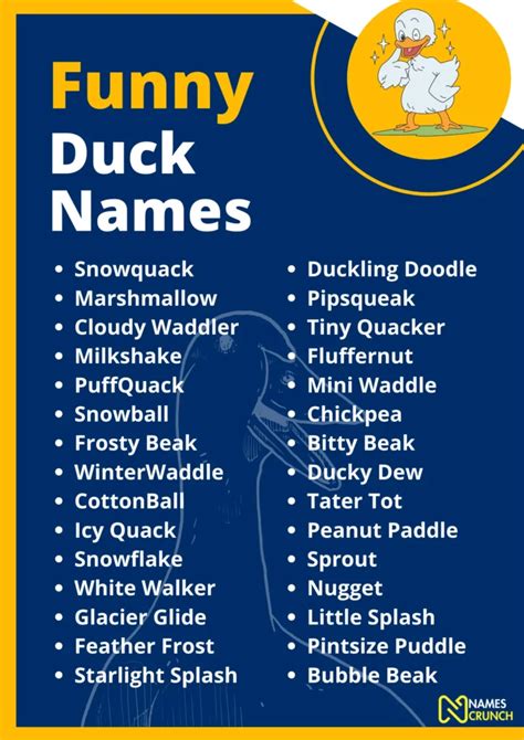 Funny Duck Names Ideas Quack Tastic Humor Names Crunch