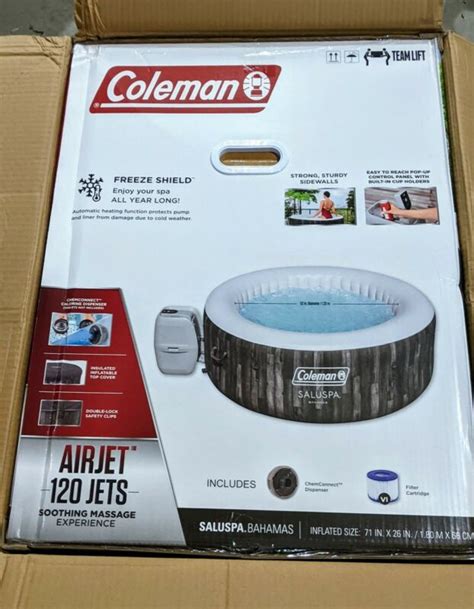 Coleman Saluspa 71 X 26 Bahamas Airjet Inflatable Hot Tub 120 Jets 90467e For Sale From