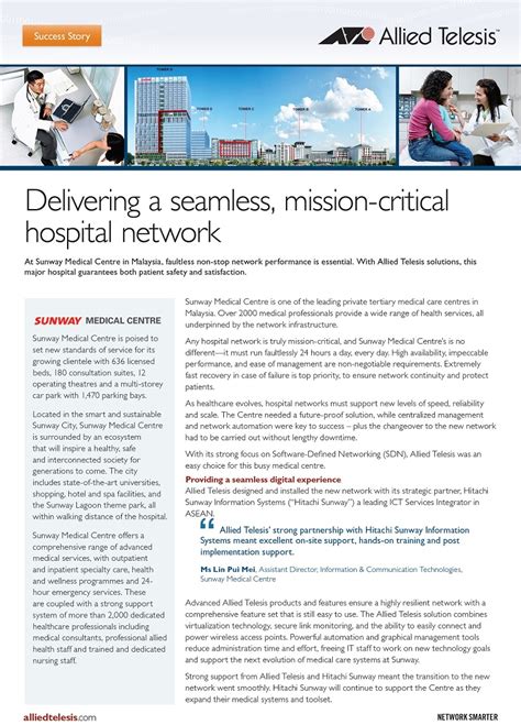 Hitachi sunway information systems details. Delivering a Seamless, Mission-Critical Hospital Network ...