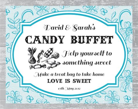 Custom Lace Candy Buffet Sign Diy Wedding Sign By Creativepapier
