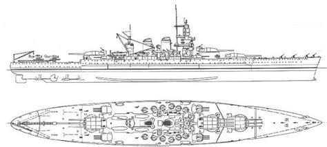 Warship Battleship Littorio Schematic
