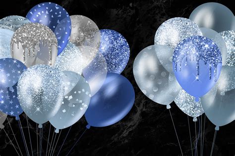 Blue Glitter Balloons Clipart 419255 Patterns Design Bundles