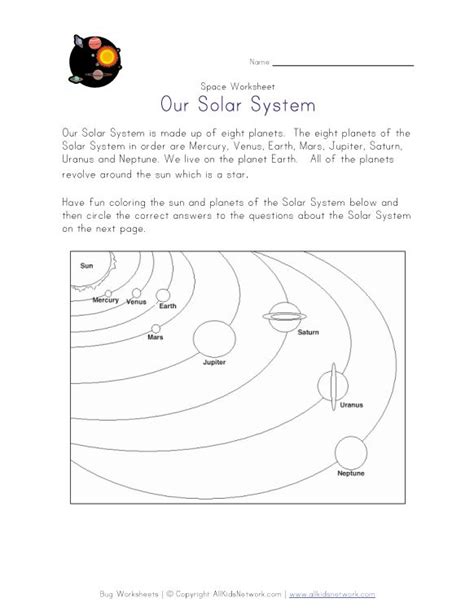 Solar System Worksheet Worksheets For Grade 1 And 2