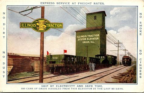 Illinois Traction System Electric Train Railroad Freight Union Il Grain