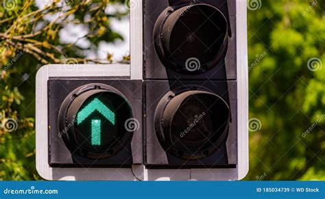 Traffic Light With Green Straight On Arrow Symbol Stock Image Image