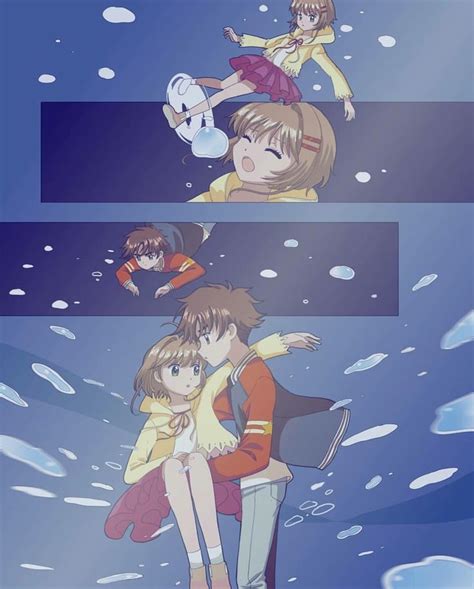 Two Anime Characters Are Hugging In The Water And One Is Holding