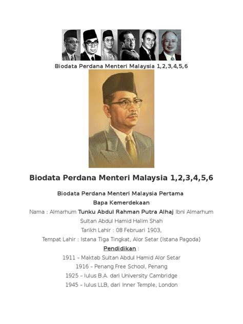 Timbalan perdana menteri malaysia malaysia. Biodata Perdana Menteri Malaysia 1.docx