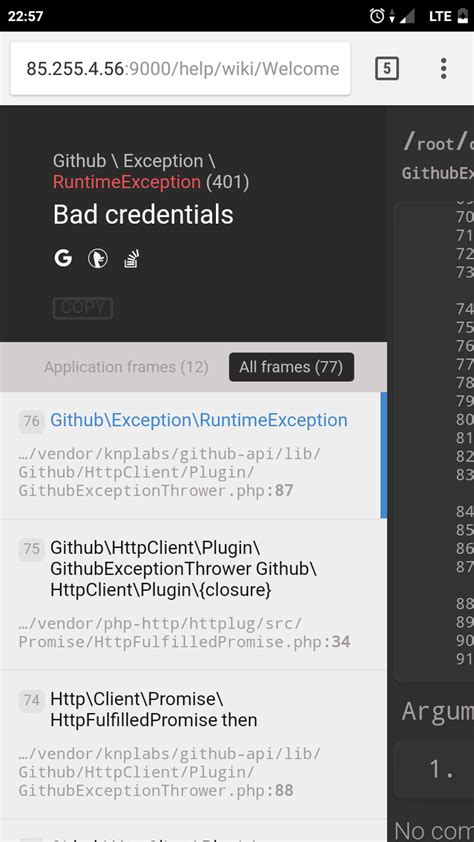 Github Exception Runtimeexception 401 Bad Credentials · Issue