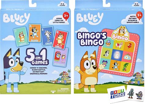 Bluey 5 In 1 Jumbo Card Games And Bluey Bingos Bingo With 2 Gosutoys
