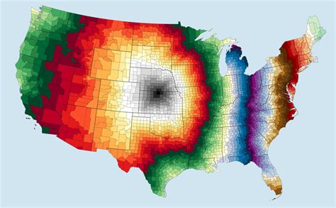 Us Counties Away From The Geographic Center Of The Lower 48 Vivid Maps