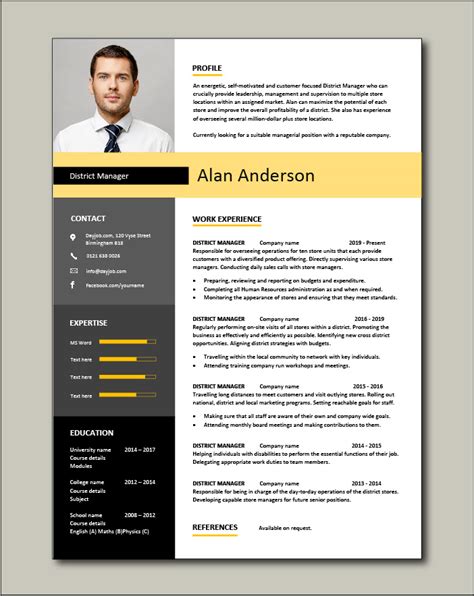 Each resume template is expertly designed and follows the exact resume rules hiring managers look for. District Manager resume, CV, examples, sample, template ...