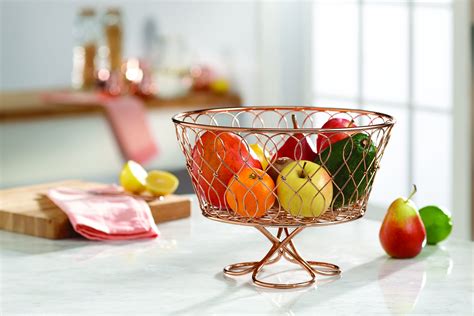 Inspired Living Fruit Bowl Centerpiece Bowl In Rose Gold Loop Twist