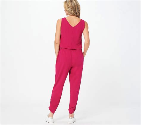 Qvc All Worthy Hunter Mcgrady Regular Knit Jumpsuit With Ruched Leg Tvshoppingqueens