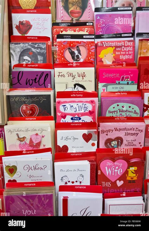 Valentines Cards On Display In A The Store Colorful Romantic Valentine