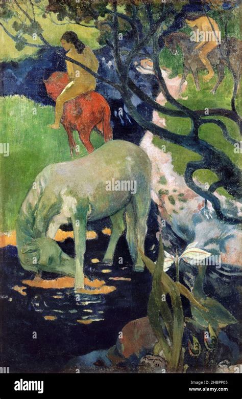 Das Weiße Pferd 1898 Berühmtes Gemälde Paul Gauguin Stockfotografie