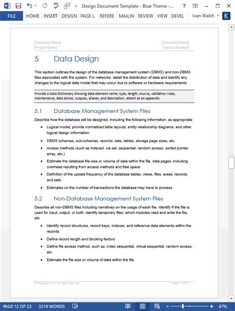 Design Document Template Ms Office Templates Forms Checklists For