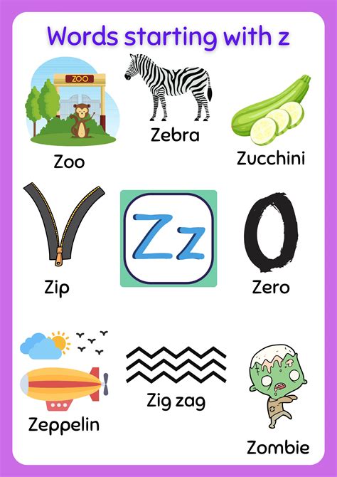 Z Words For Kids List