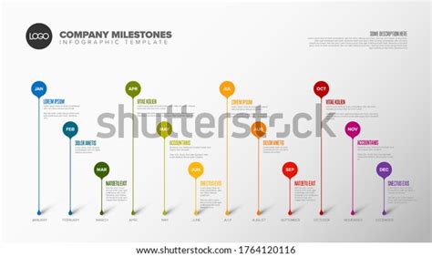 Infographic Full Year Timeline Template Droplets Stock Vector Royalty