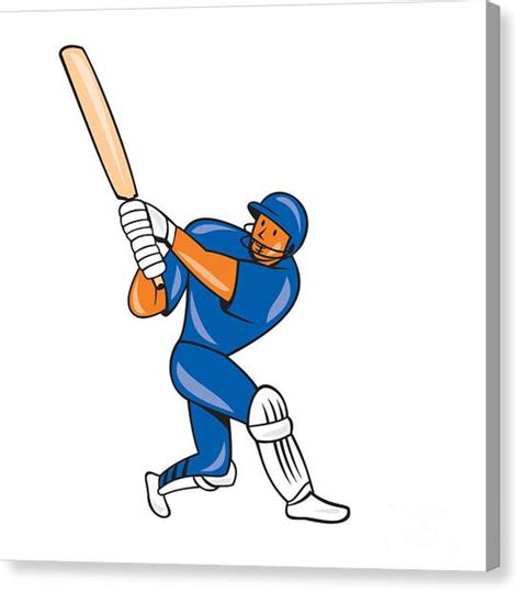 India Cricket Player Batsman Batting Cartoon Digital Art By Aloysius