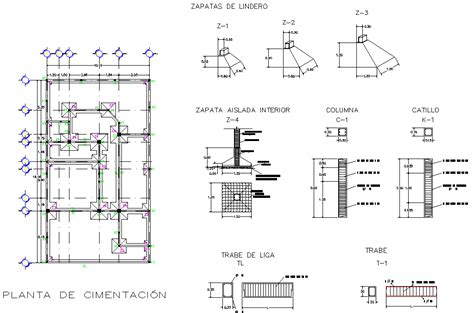 Foundation Plan And Section Autocad File Cadbull