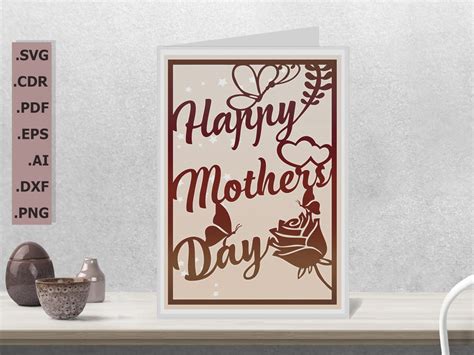 Happy Mothers Day Card Svg And 3 Envelopes Svg Cricut And Etsy