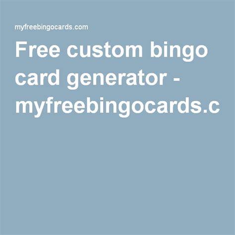 Free Custom Bingo Card Generator Bingo Card