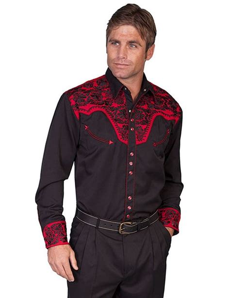 Scully Western Shirt Mens Long Sleeve Embroidered Snap P 634 Ebay