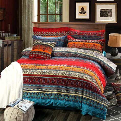 Buy Hnnsi 4 Pieces Bohemian Duvet Cover And Fitted Sheet Sets King Size
