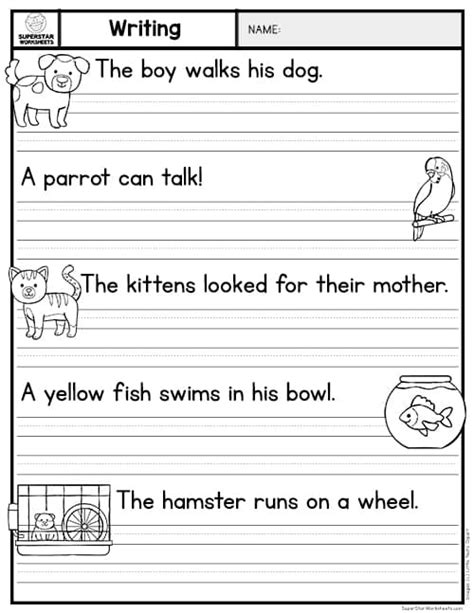 Free Printable Kindergarten Sentence Writing Worksheets