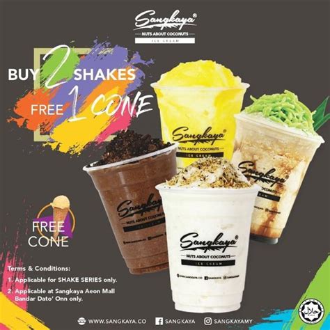 *promotion valid until 31st july 2021. Sangkaya Aeon Mall Dato Onn Buy 2 Shakes FREE 1 Cone Promotion
