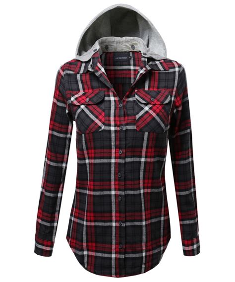 Soft Plaid Checkered Detachable Hood Flannel