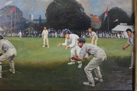 Antiques Atlas Oil Painting Of A Cricket Match Signed And Dated
