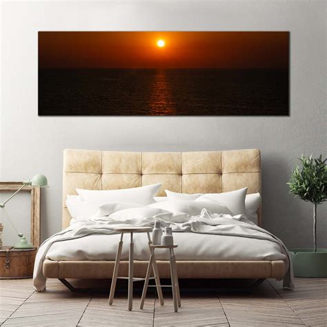 Ocean Sunset Canvas Wall Art Grey Mediterranean Sea 1 Piece Canvas
