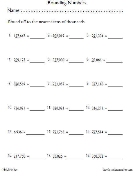 Rounding Numbers Worksheets 5th Grade