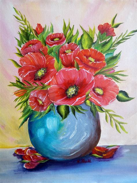 The Flower Vase Painting By Artist Nafisa Shaikh Gallerist