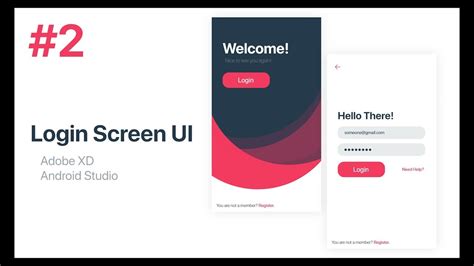 Login Screen Ui Design Adobe Xd To Android Studio Xml Part 2 Youtube