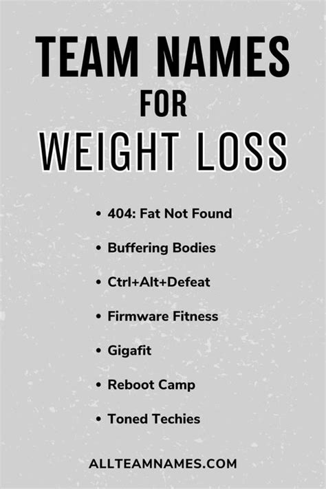 261 Best Weight Loss Team Names Categorized By Department