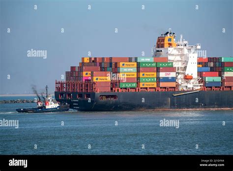 Container Cargo Ship Al Manamah Owned By Hapag Lloyd In The Harbor
