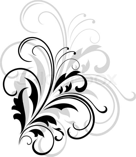 Simple Black And White Swirling Foliate Design With A