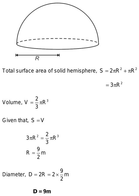 Volume And Surface Area Of A Solid Hemisphere Are Numerically Equal