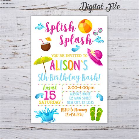 splish splash invitation splish splash birthday invitation etsy