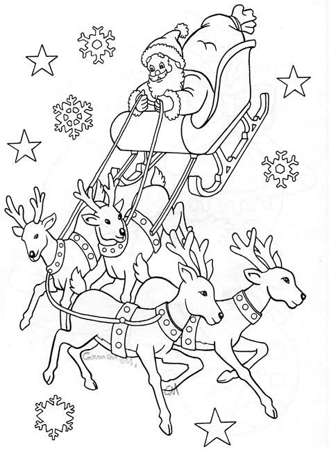 Interactive & printable online coloring pages. Santa Sleigh | Christmas colors, Christmas coloring pages ...
