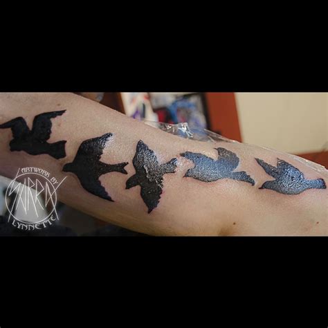 Flying Bird Silhouettes Tattoo By Sarra Lynnette Bird Silhouette