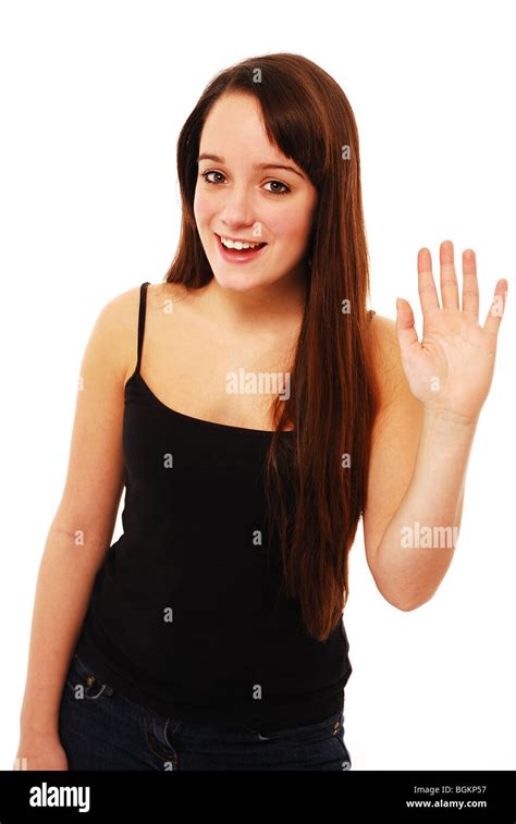 Young Girl Waving Stock Photo Alamy