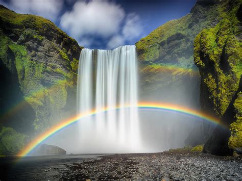 Fonds Decran Chute Deau Islande Arc En Ciel Nature Télécharger Photo